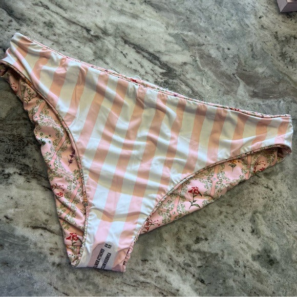 NEW Aguabendita Reversible Swim Bottoms Floral Pastel Pink Size 2XL