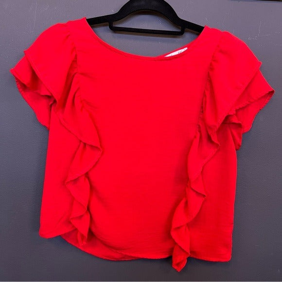 She + Sky Ruffle Sleeve Blouse Size Small