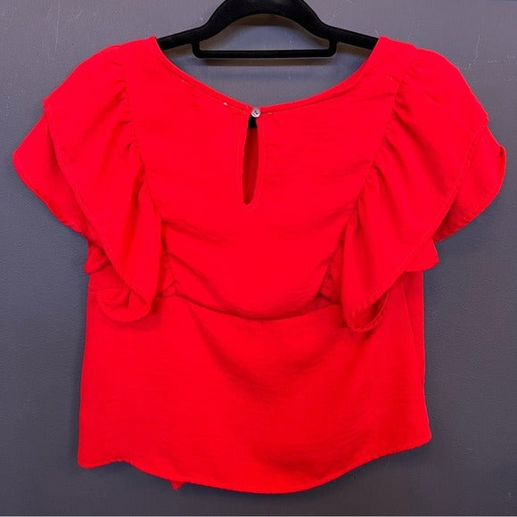 She + Sky Ruffle Sleeve Blouse Size Small