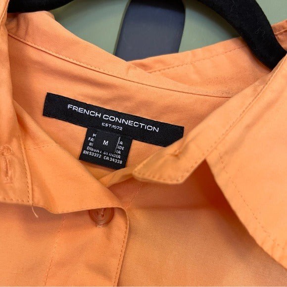 French Connection Orange Cropped Button Down Medium