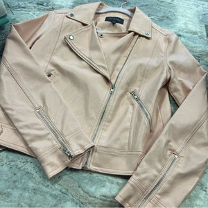 Blu Pepper Boutique Baby Pink Leather Moto Jacket Size Small