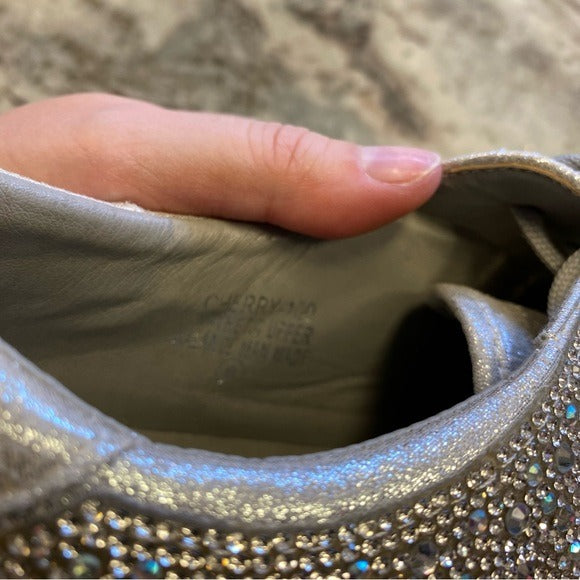 Full Rhinestone Lace Up Fashion Low Top Sneakers Size 10