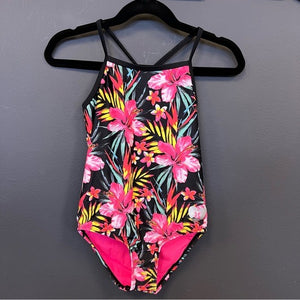 Hurley Girls One Piece Floral Swimsuit Size 5/6