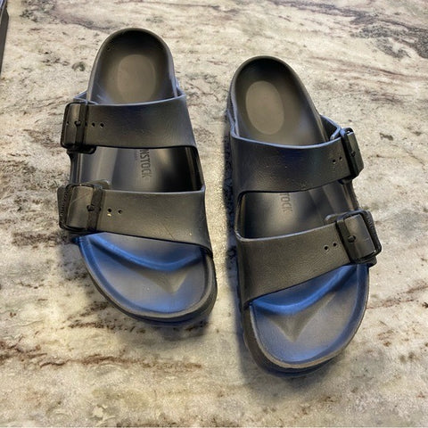 Birkenstocks Arizona Essentials Eva Dark Gray Water Slip On Slides Size 41