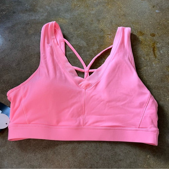 NWT Avia Pink Sports Bra Braided Back Size Large