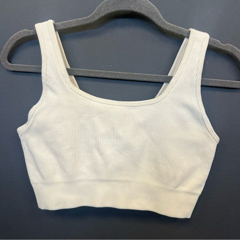 White Ribbed Sports Bra Brami Size Medium