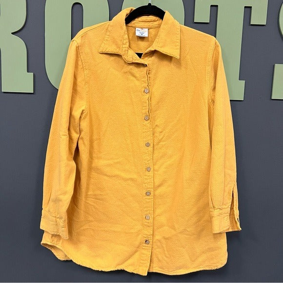 Sea Breeze Mustard Raw Hem Flannell Button Down Size M