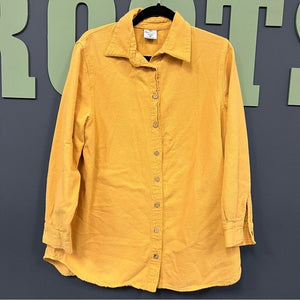 Sea Breeze Mustard Raw Hem Flannell Button Down Size M