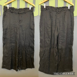 Banana Republic Black Linen Wide Leg Cropped Pants Size 10