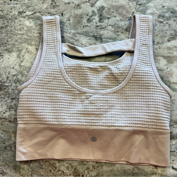 Yogalicious Waffle Seamless Melanie Cream Sports Bra Size Large