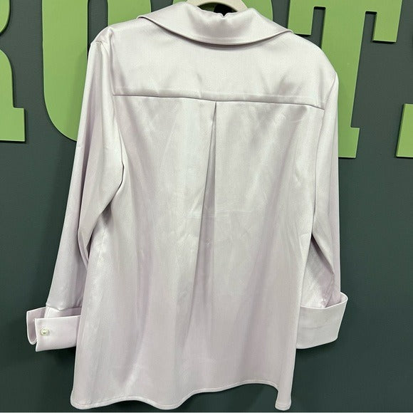 Preston & York Light Purple V-Neck Pearl Collared Blouse