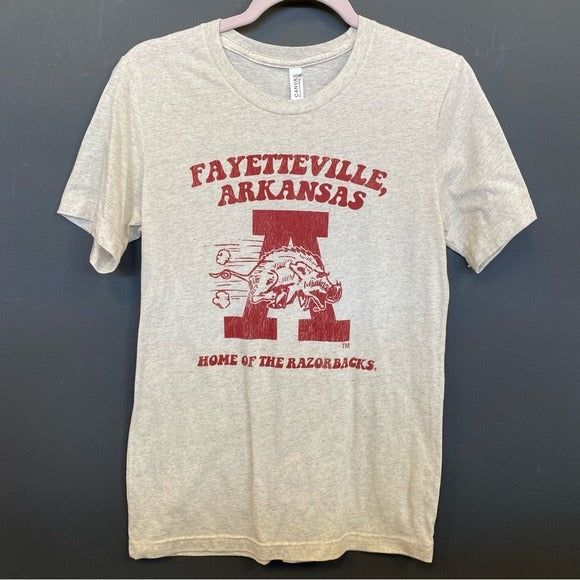 Bella Canvas Fayetteville Arkansas Razorbacks Oatmeal Graphic Tee Small