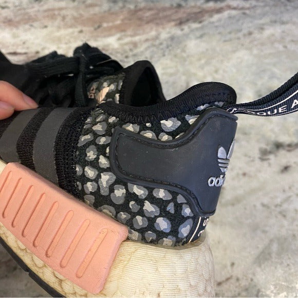 Adidas Women’s NMD R1 Leopard Print Black + Pink Sneakers Size 9
