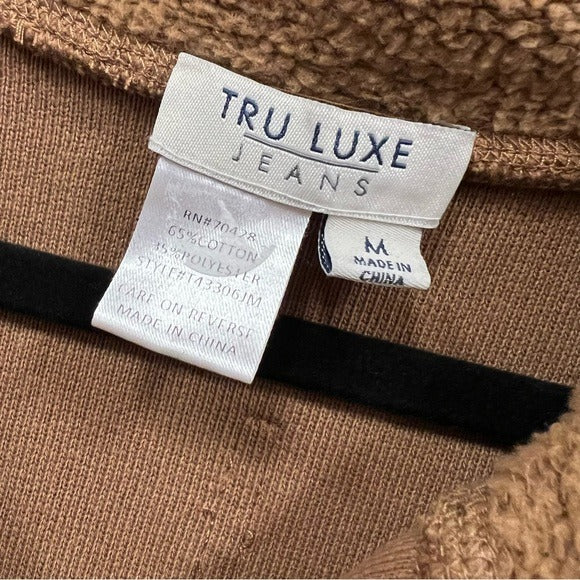 Tru Luxe Jeans Teddy Sherpa + Leopard Print Full Zip Jacket Medium