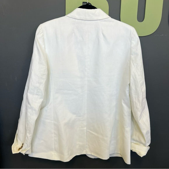 NWT J. Crew White Linen Blazer Size 14