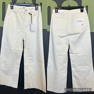 NWT Zenana Ankle Cropped White Denim Wide Leg Pants Size Medium