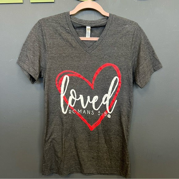 Bella Canvas Charcoal V-Neck Short Sleeve Christian Tee Small