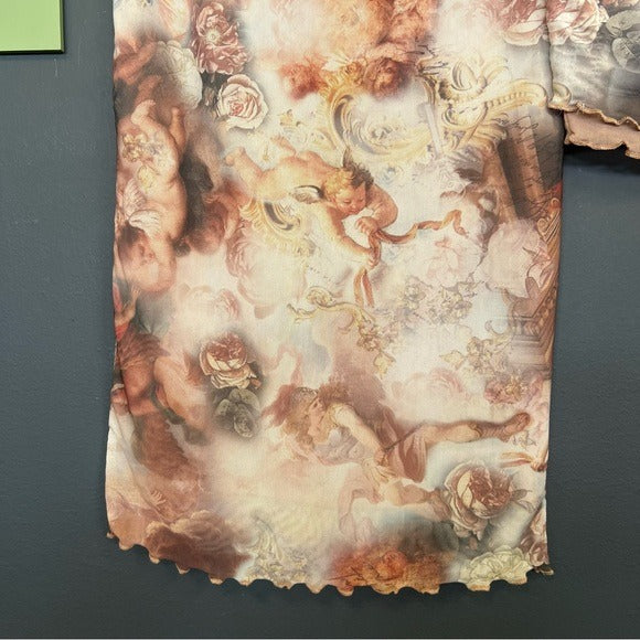 NOBO Angel Mesh Ruffle Crop Top + Skirt Set Size Small