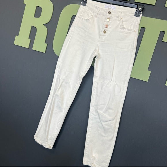 Risen White Button Fly Skinny Jeans Size 26