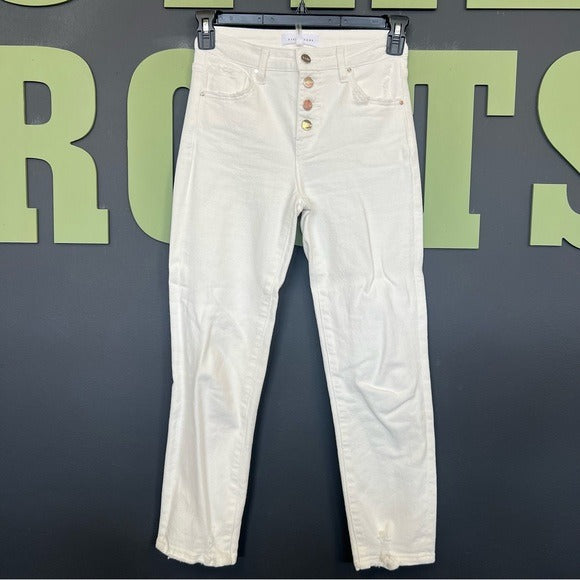 Risen White Button Fly Skinny Jeans Size 26