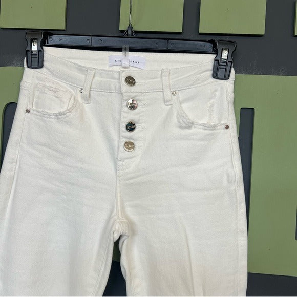 Risen White Button Fly Skinny Jeans Size 26