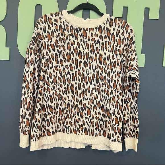 H&M Leopard Crew Neck Sweater Large