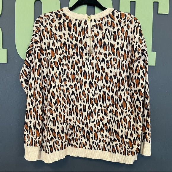 H&M Leopard Crew Neck Sweater Large