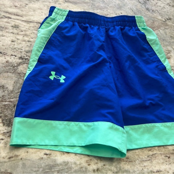 Under Armour UA Royal + Mint Loose Fit Athletic Shorts Size Youth Medium