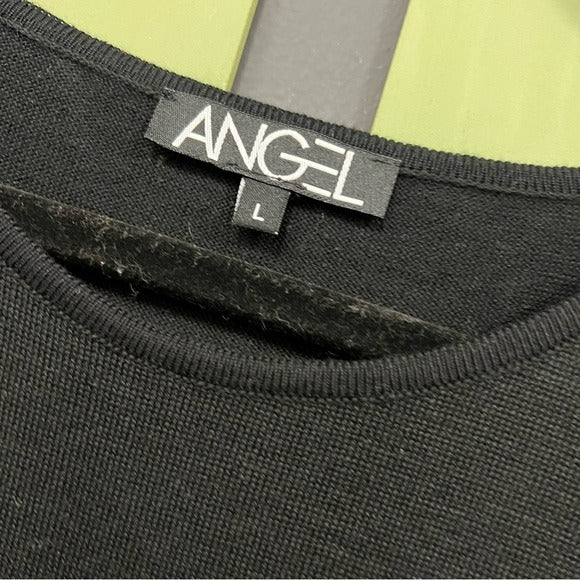 Angel Star Graphic Long Sleeve Black Top