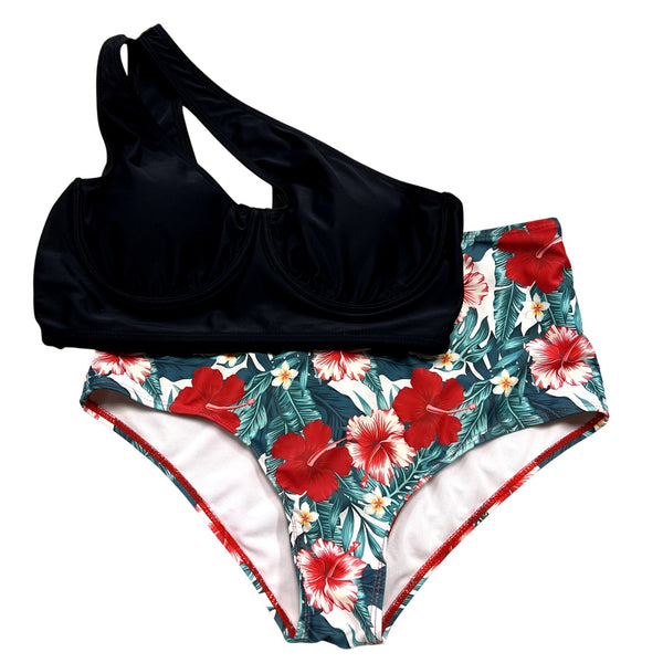 Women's Floral + Black Swim Bikini Medium