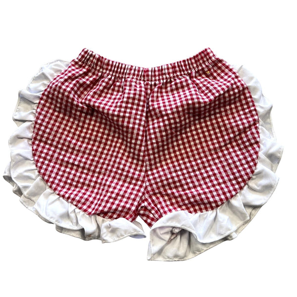Girls Red + White Gingham Shorts Size 6-12 Mo.