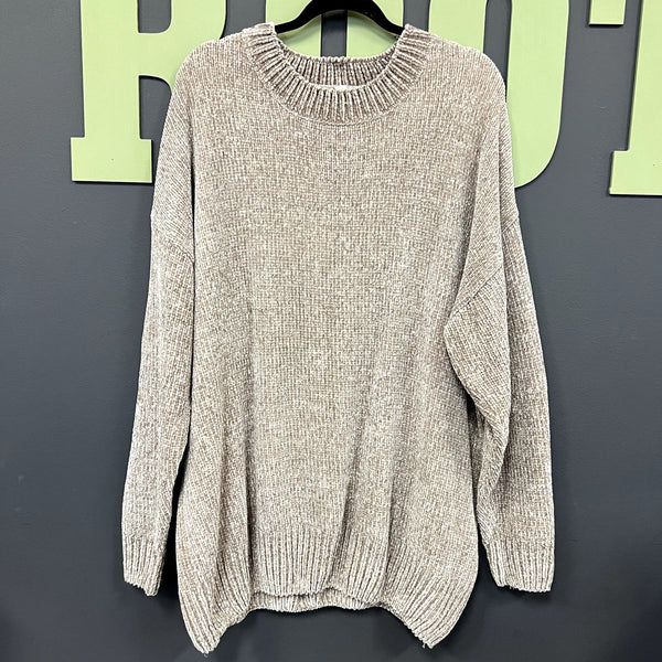 Zenana Premium Light Brown Chenille Sweater Tunic Plus Size 2XL