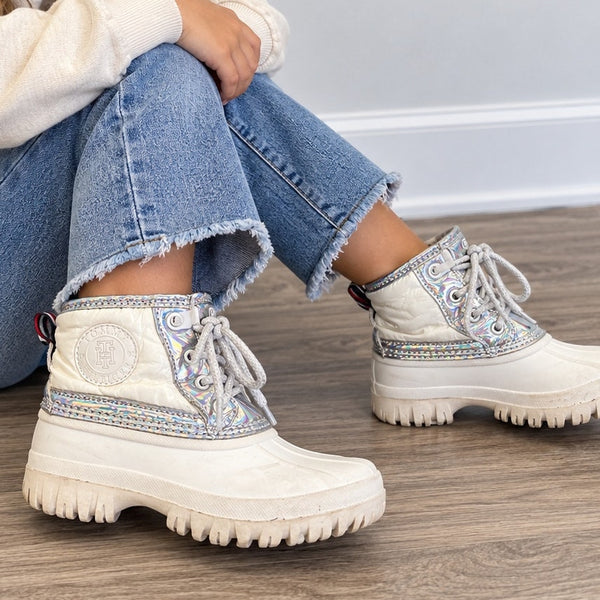 Tommy Hilfiger White Puffer Snow Boots Size Youth 11
