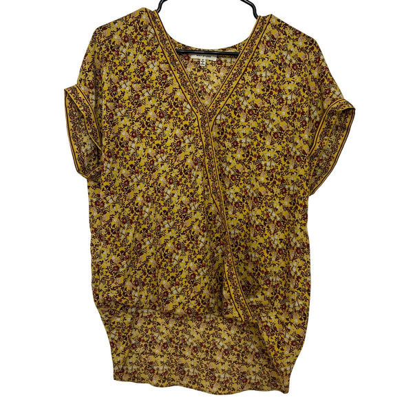 Max Studio Mustard Bohemian V-Neck Blouse Size Small