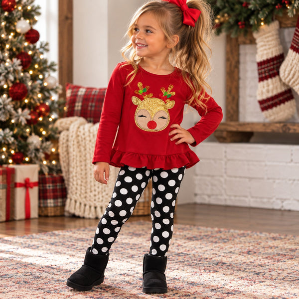 Girls Reindeer Two Piece Christmas Set Size 3T