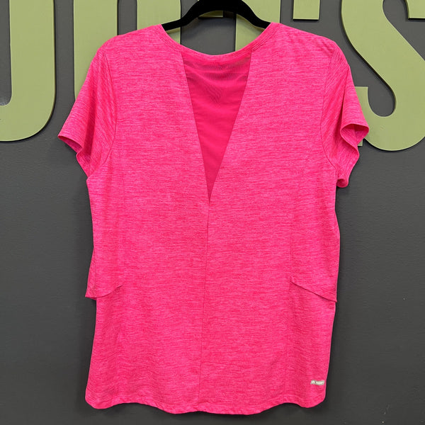 Danskin Hot Pink Heathered Short Sleeve Athletic Top Large