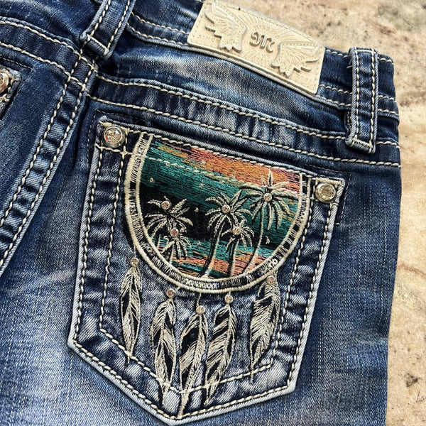 Miss Me Bling Tropical Dreamcatcher Shorts Size 26