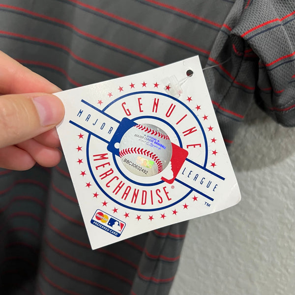 NWT STL Cardinals Genuine Merchandise Gray Striped Polo Medium