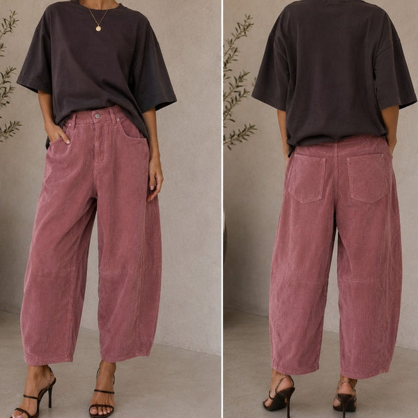 Free People We the Free Good Luck Corduroy Cropped Barrel Pants Size 28