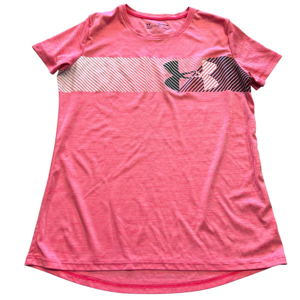 Under Armour Girls Pink Athletic Short Sleeve Top Youth XL