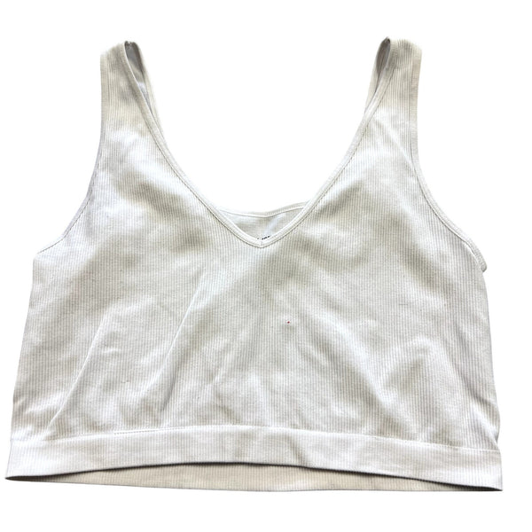 Better Together White Ribbed V-Neck Brami Size Large