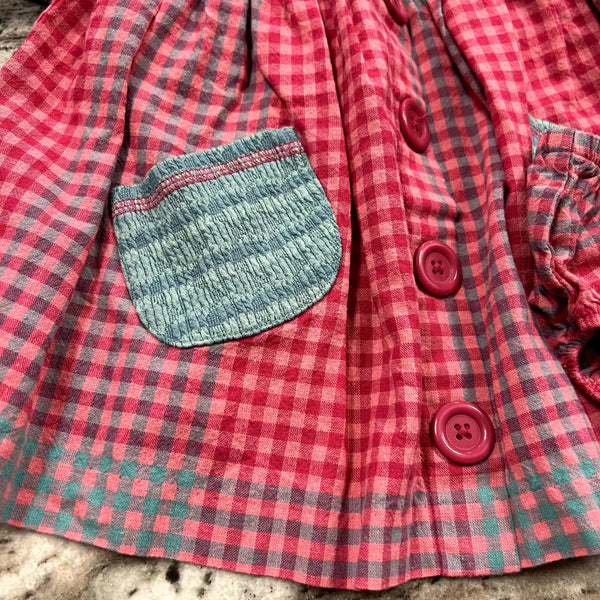 Bonnie Baby Pink + Blue Gingham Two Piece Set Size 12 Mo.