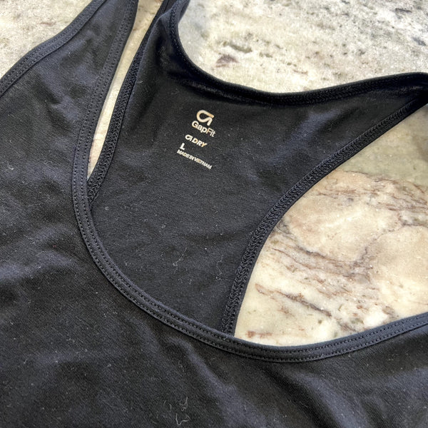 Gap Fit Moisture Wicking Black Racerback Tank Top Large