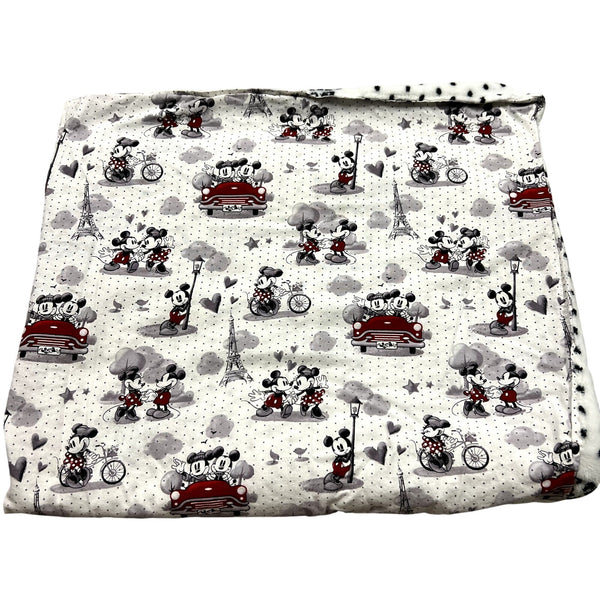 Mickey + Minnie Mouse in Paris Snuggle is Real Baby Blanket