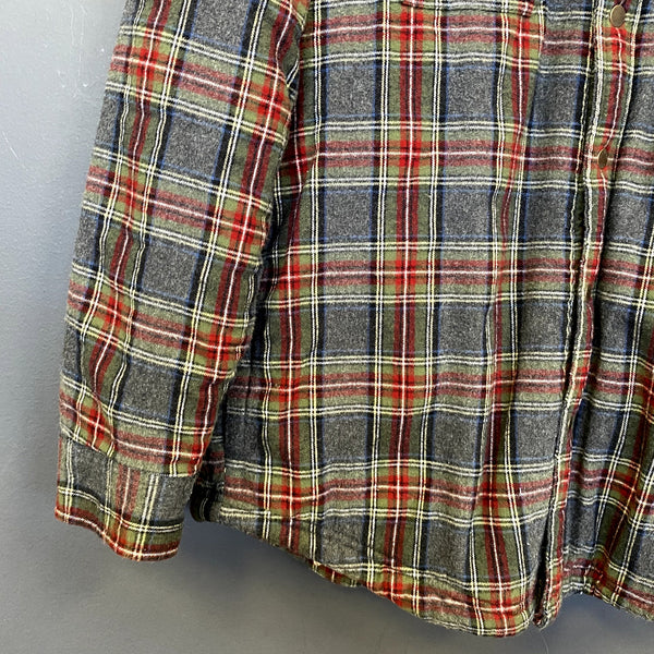 LL Bean Men's Sherpa Lined Scotch Plaid Shirt Slightly Fitted Size Medium