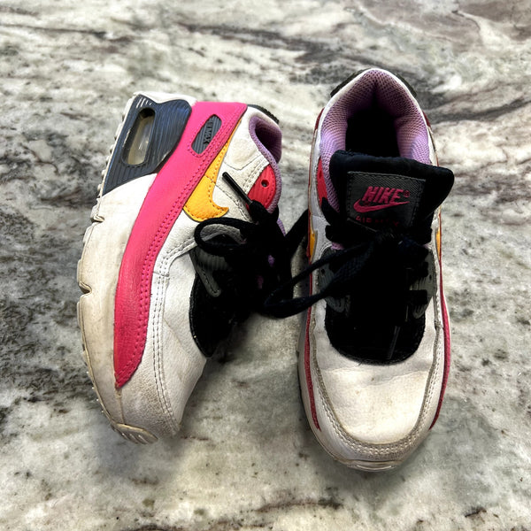 Nike Air Max 90 GS White Hyper Pink Orange Sneakers Size Youth 12C