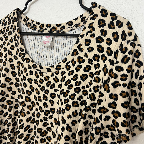 Time and Tru Leopard Side Tie Ribbed Blouse Size XXL