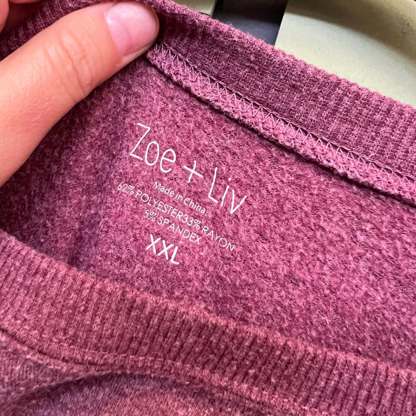 Zoe + Liv Cozy Plum "Blessed" Sweatshirt Plus Size 2XL