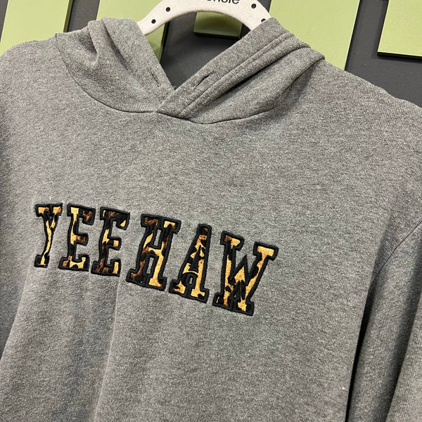 Women's "Yeehaw" Leopard Embroidered Hoodie Size 2XL