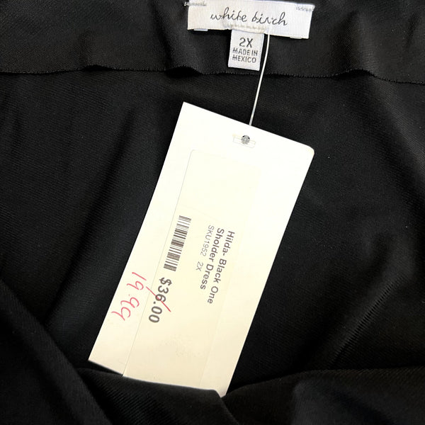 NWT White Birch One Shoulder Black Midi Dress Size 2XL